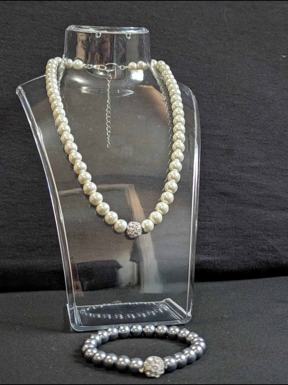 David Tutera 12486 White Sydney Ball Necklace And Bracelet Set Women's Jewelry
